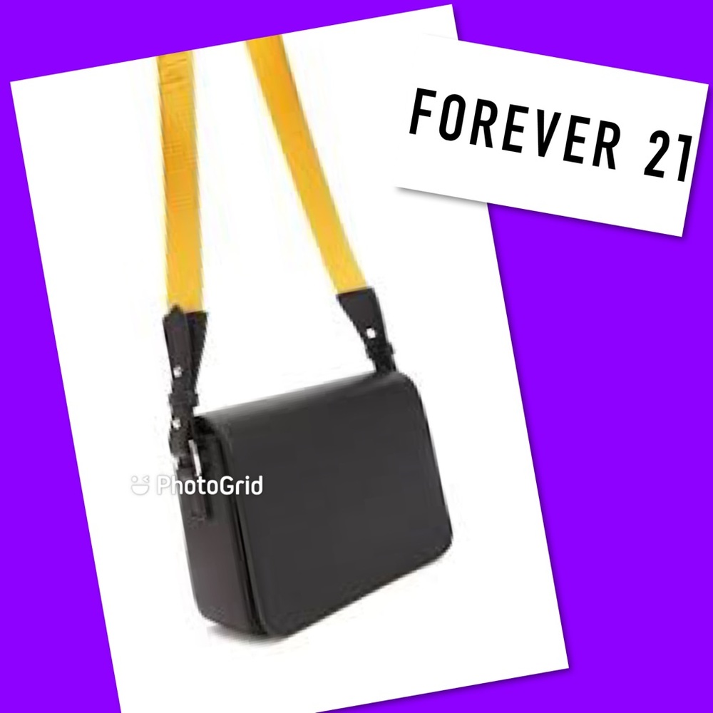 NWT black purse yellow strap bag
